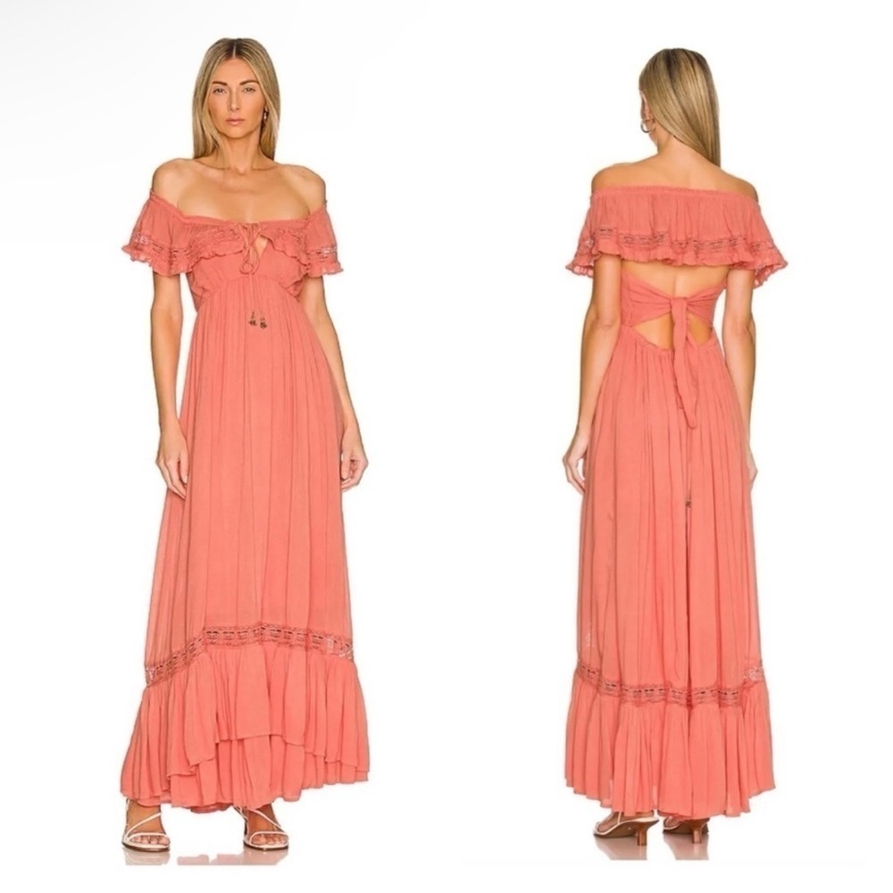 Free People Coral Off-Shoulder Maxi Dress - Picture 5 of 5